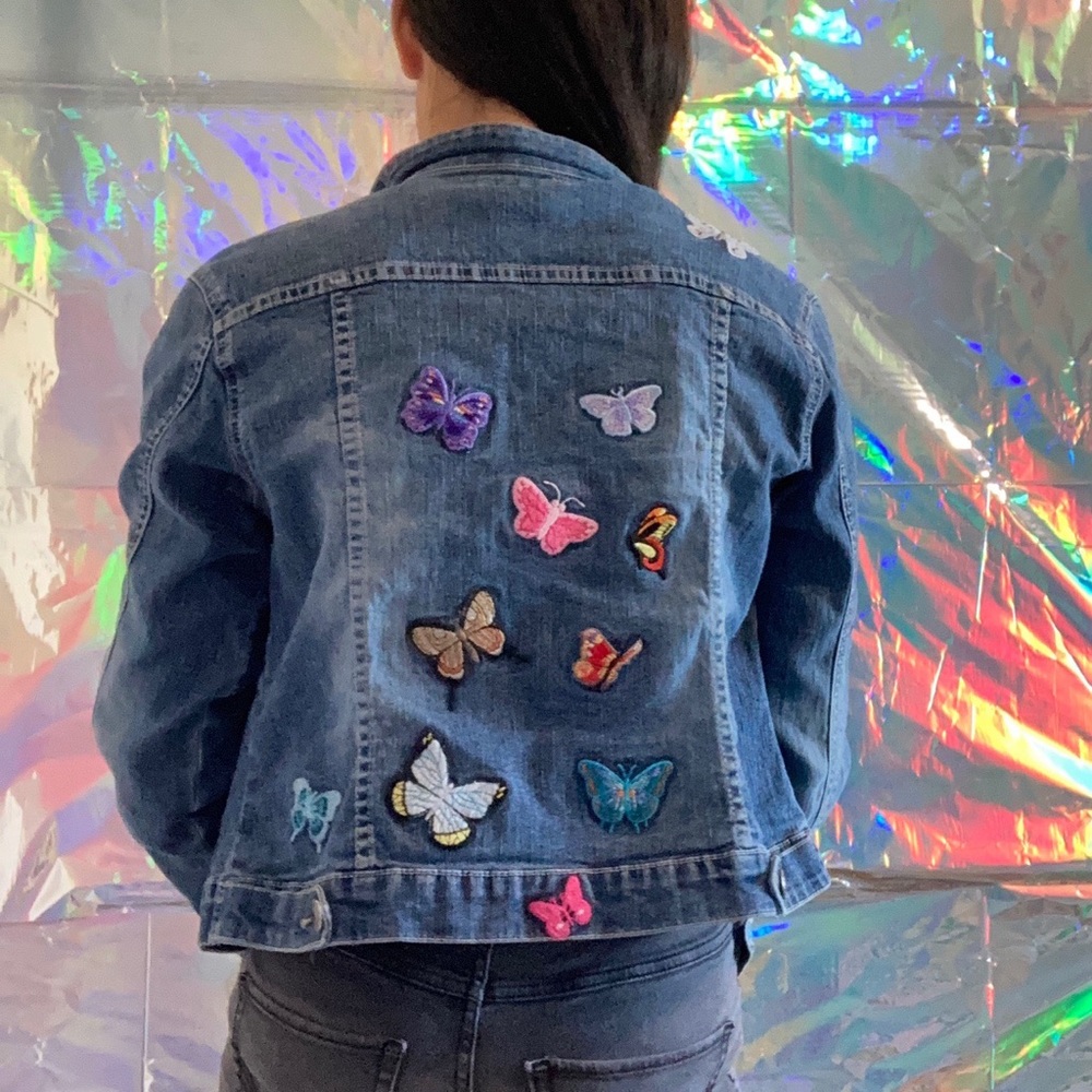 Butterfly Embroidery Patch Denim Jacket